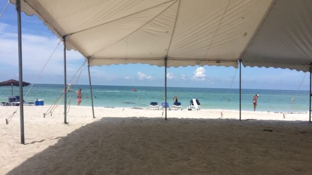 tent giving shade on the beach