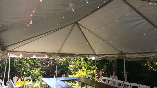 party tent with twinkle lights